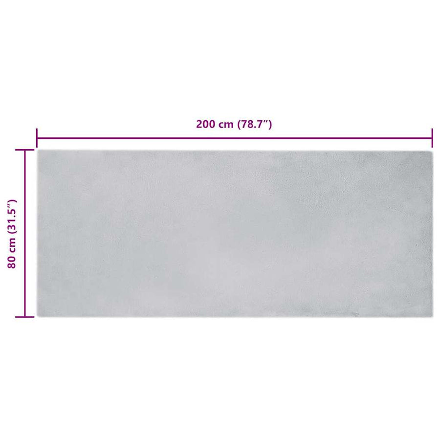 Nep Konijnenbont Tapijt Grijs 80 x 200 cm Polyester