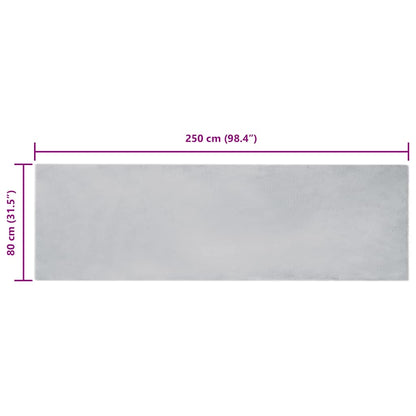 Nep Konijnenbont Tapijt Grijs 80 x 250 cm Polyester