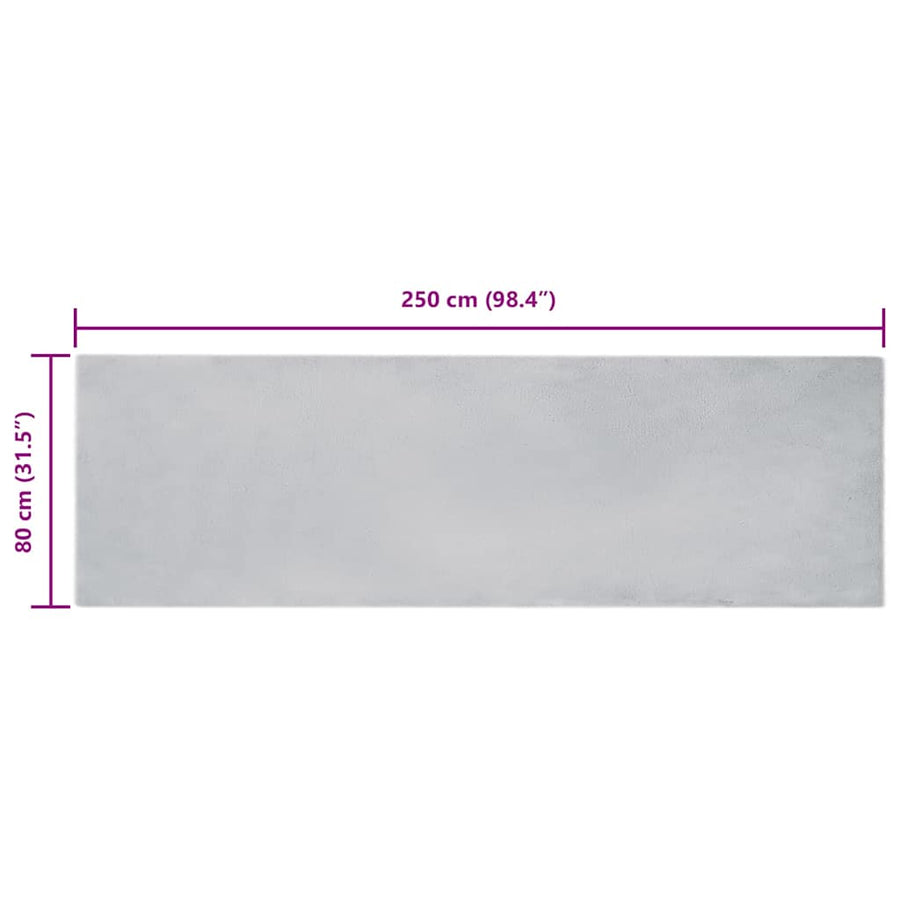 Nep Konijnenbont Tapijt Grijs 80 x 250 cm Polyester