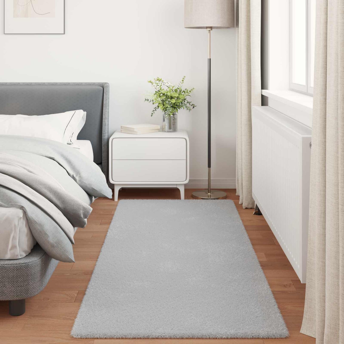 Nep Konijnenbont Tapijt Olite Grijs 100 x 200 cm Polyester
