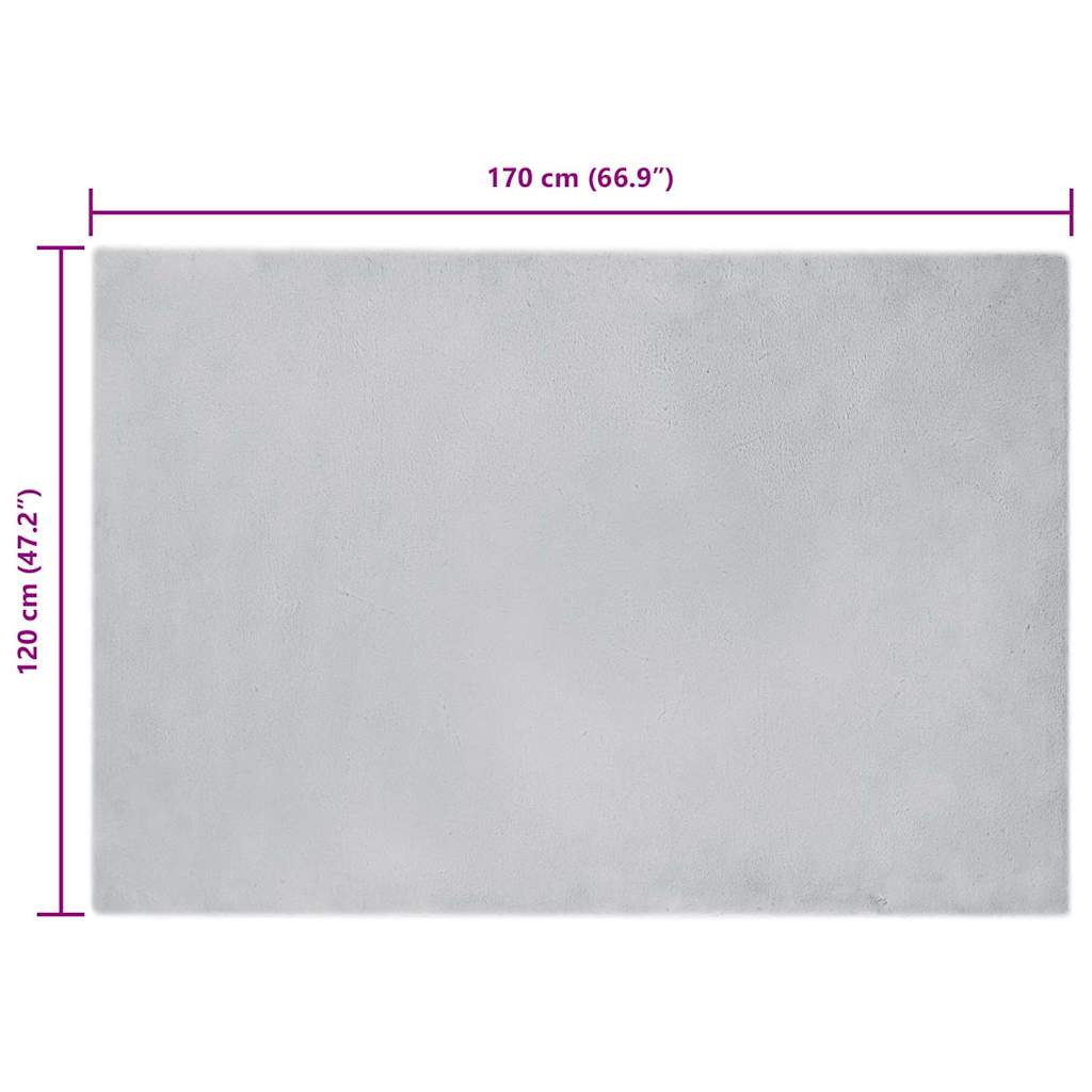 Nep Konijnenbont Tapijt Grijs 120 x 170 cm Polyester
