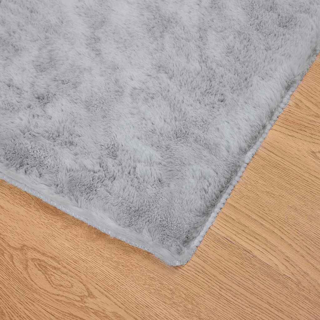 Nep Konijnenbont Tapijt Grijs 120 x 120 cm Polyester