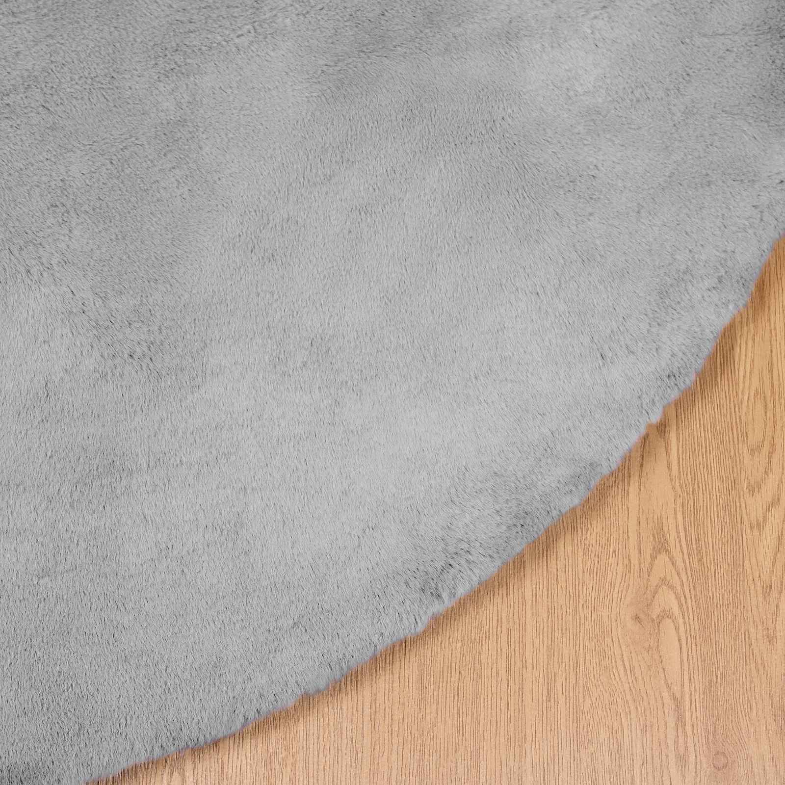 Nep Konijnenbont Tapijt Olite Grijs Ø 100 cm Polyester