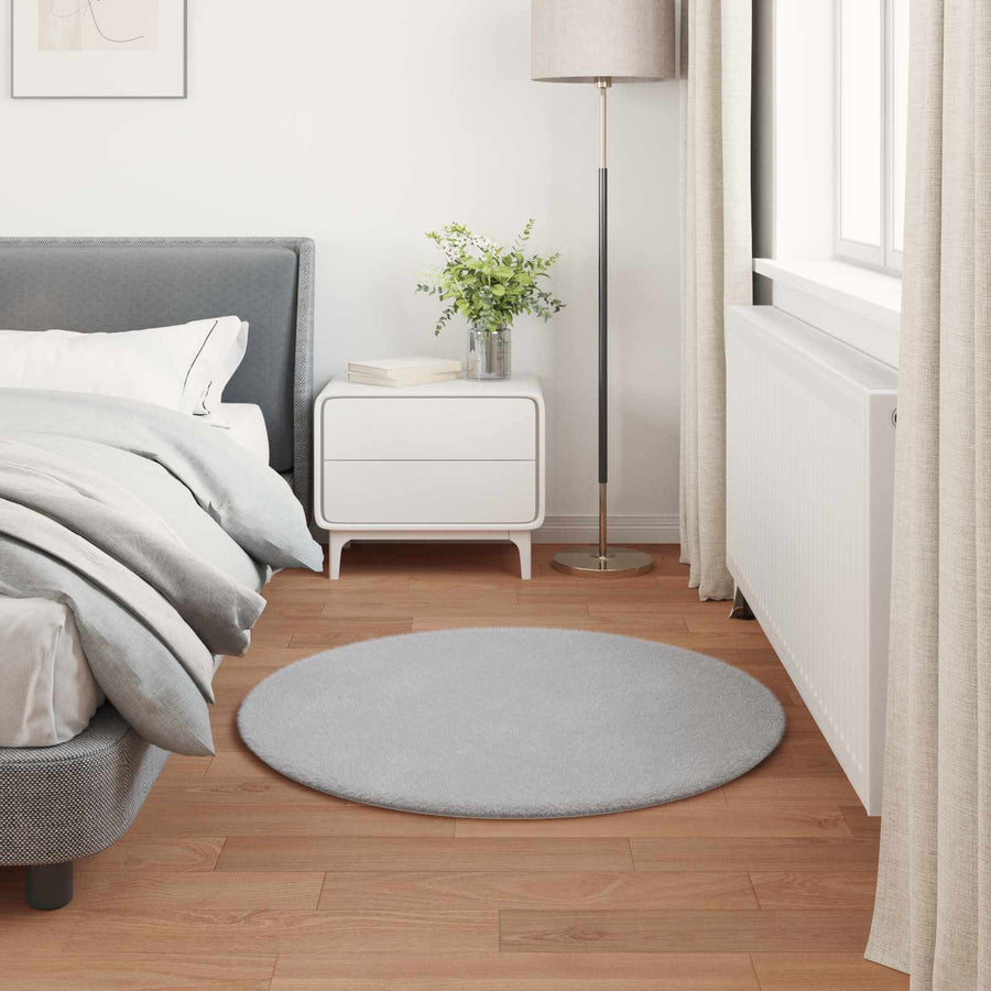 Nep Konijnenbont Tapijt Olite Grijs Ø 100 cm Polyester