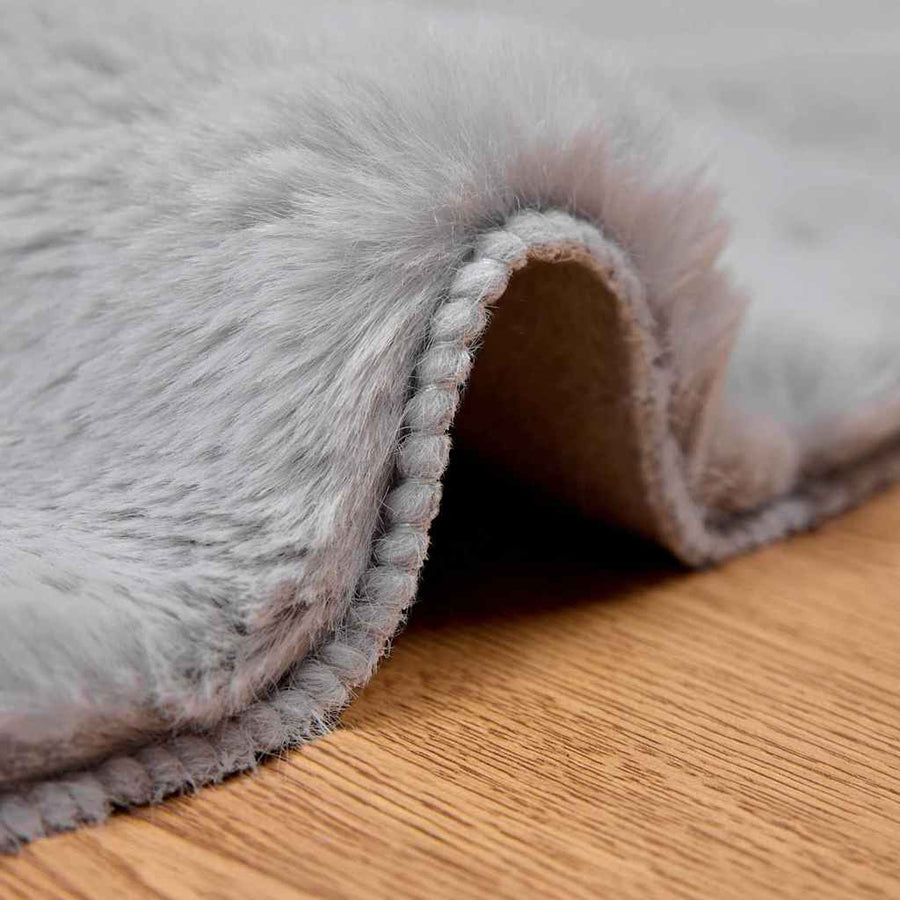 Nep Konijnenbont Tapijt Grijs Ø 120 cm Polyester