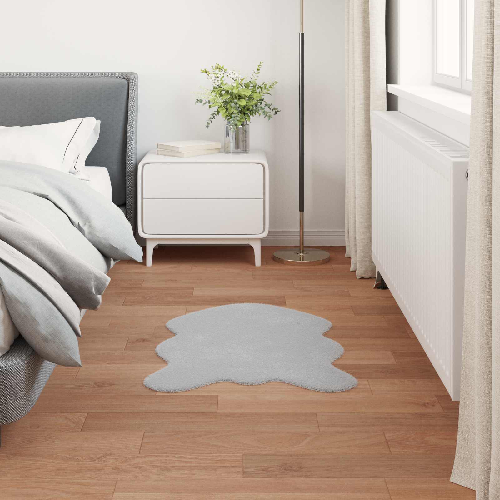 Nep Konijnenbont Tapijt Olite Grijs 60 x 90 cm Polyester