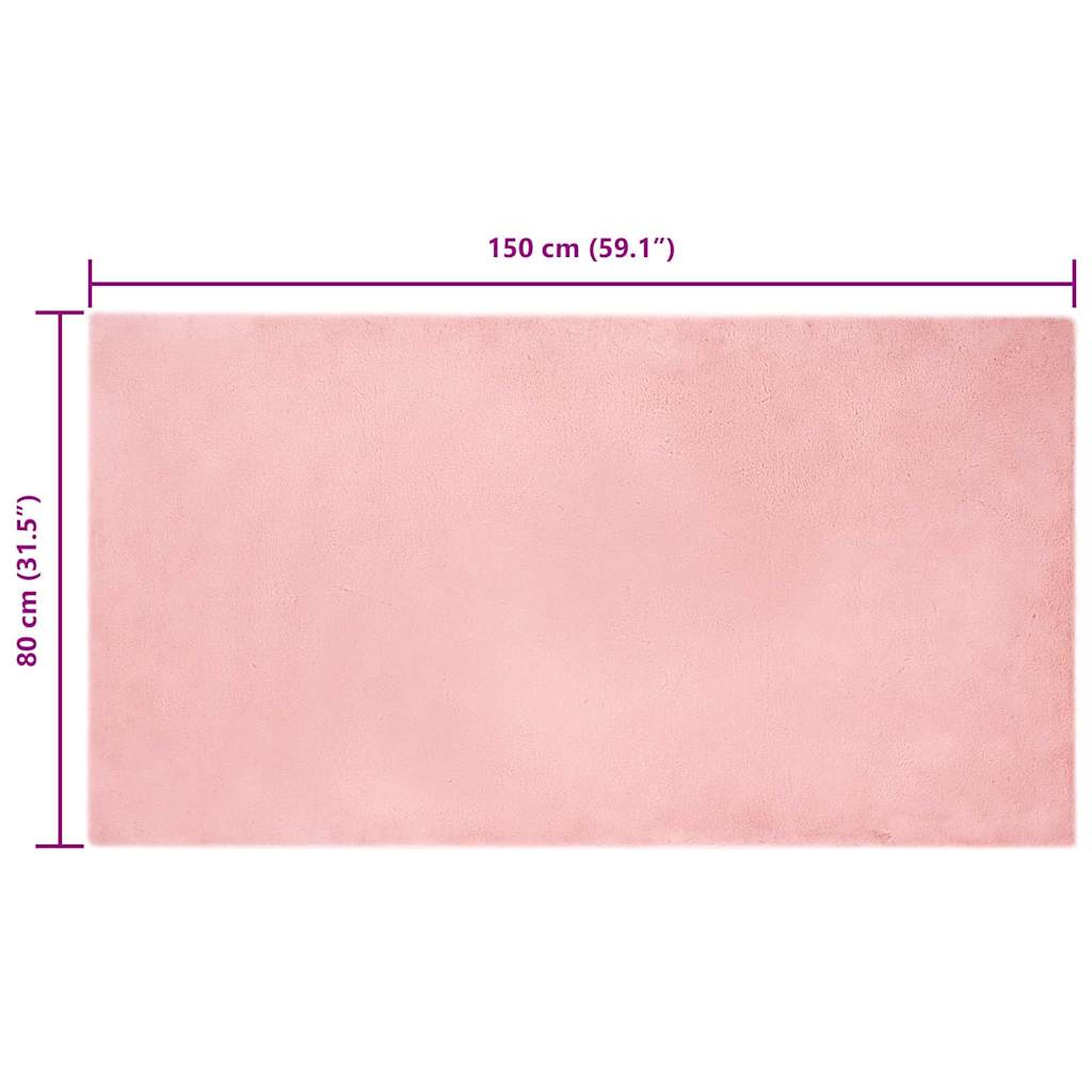 Nep Konijnenbont Tapijt Roze 80 x 150 cm Polyester