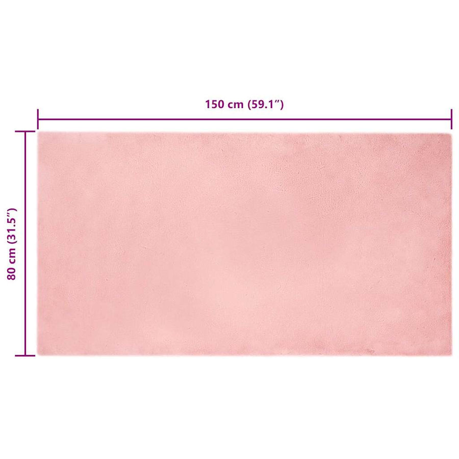 Nep Konijnenbont Tapijt Roze 80 x 150 cm Polyester
