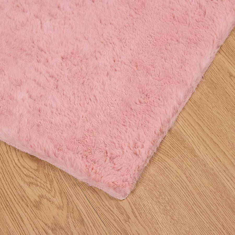 Nep Konijnenbont Tapijt Roze 80 x 200 cm Polyester