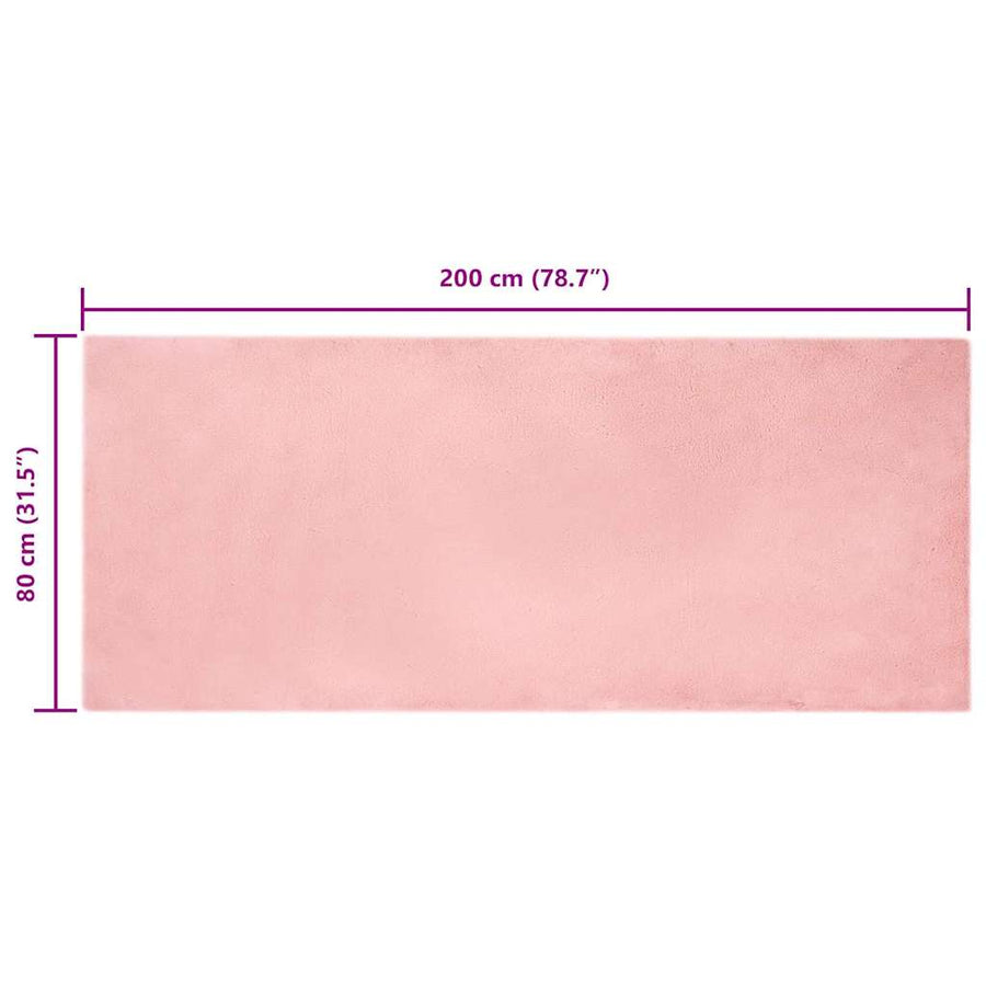 Nep Konijnenbont Tapijt Roze 80 x 200 cm Polyester
