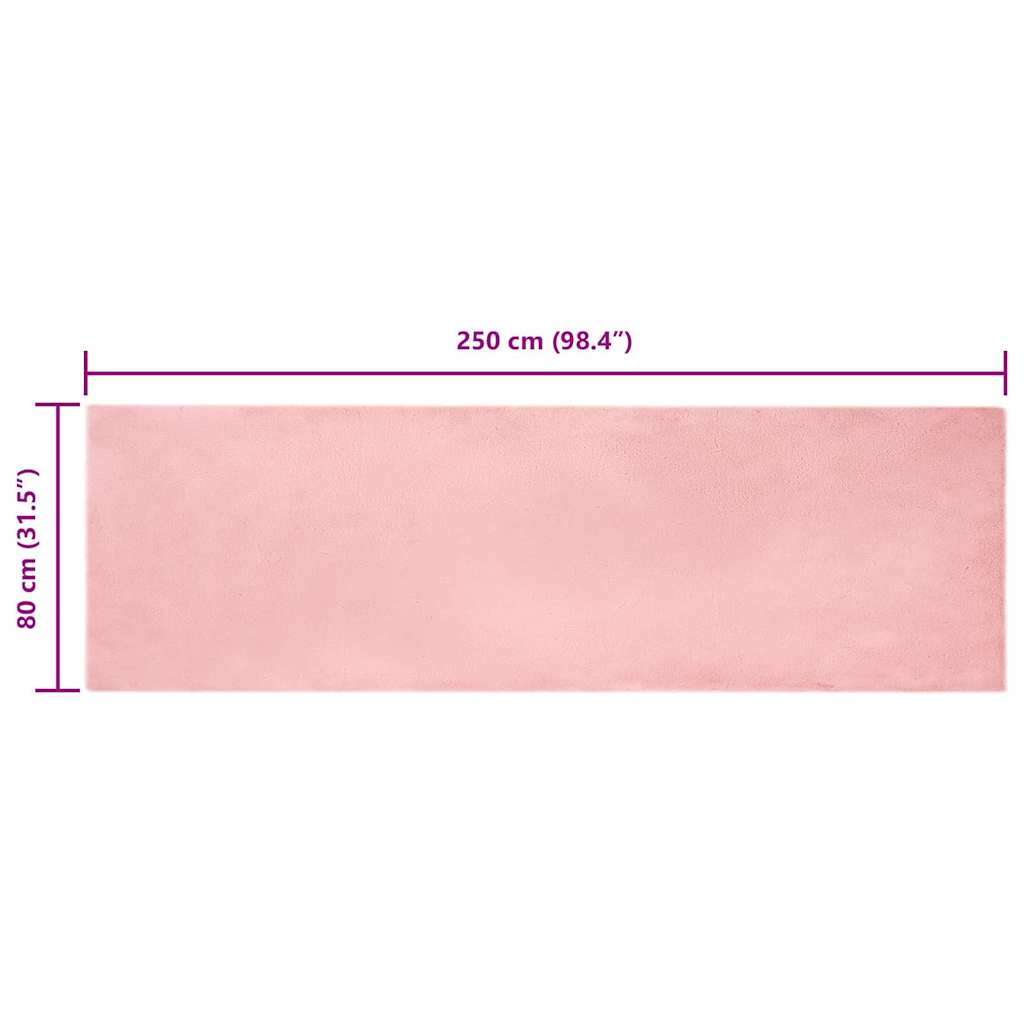 Nep Konijnenbont Tapijt Roze 80 x 250 cm Polyester
