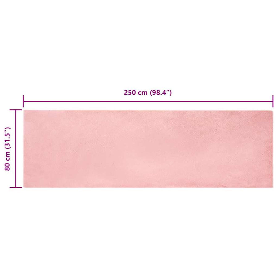 Nep Konijnenbont Tapijt Roze 80 x 250 cm Polyester