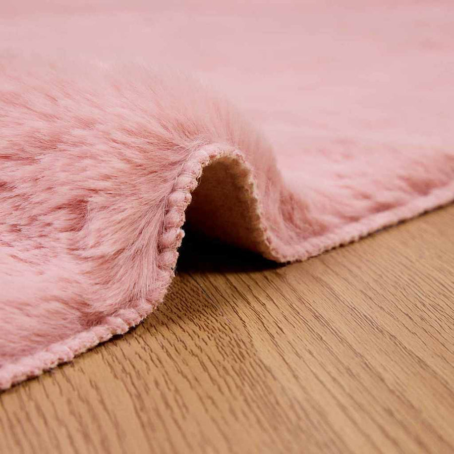 Nep Konijnenbont Tapijt Roze 140 x 200 cm Polyester