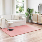 Non-slip Faux Leather Rabbit Fur Rug Olite Pink