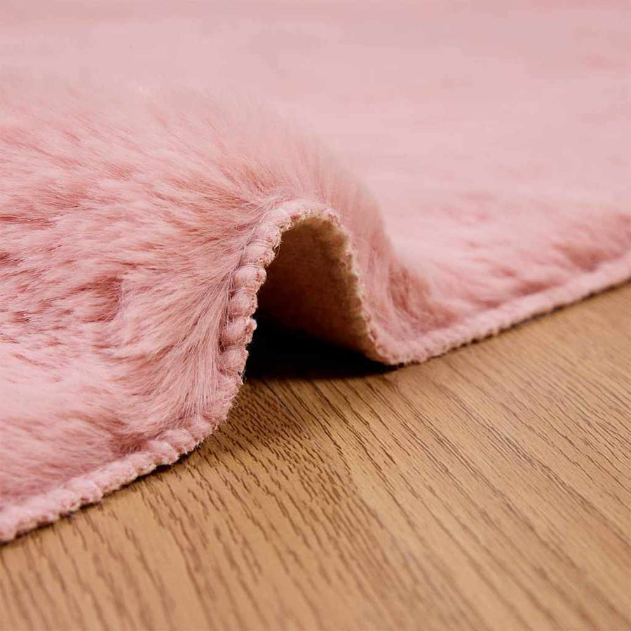 Nep Konijnenbont Tapijt Roze 160 x 160 cm Polyester