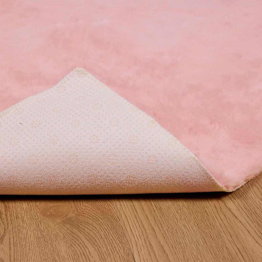 Nep Konijnenbont Tapijt Roze 160 x 160 cm Polyester