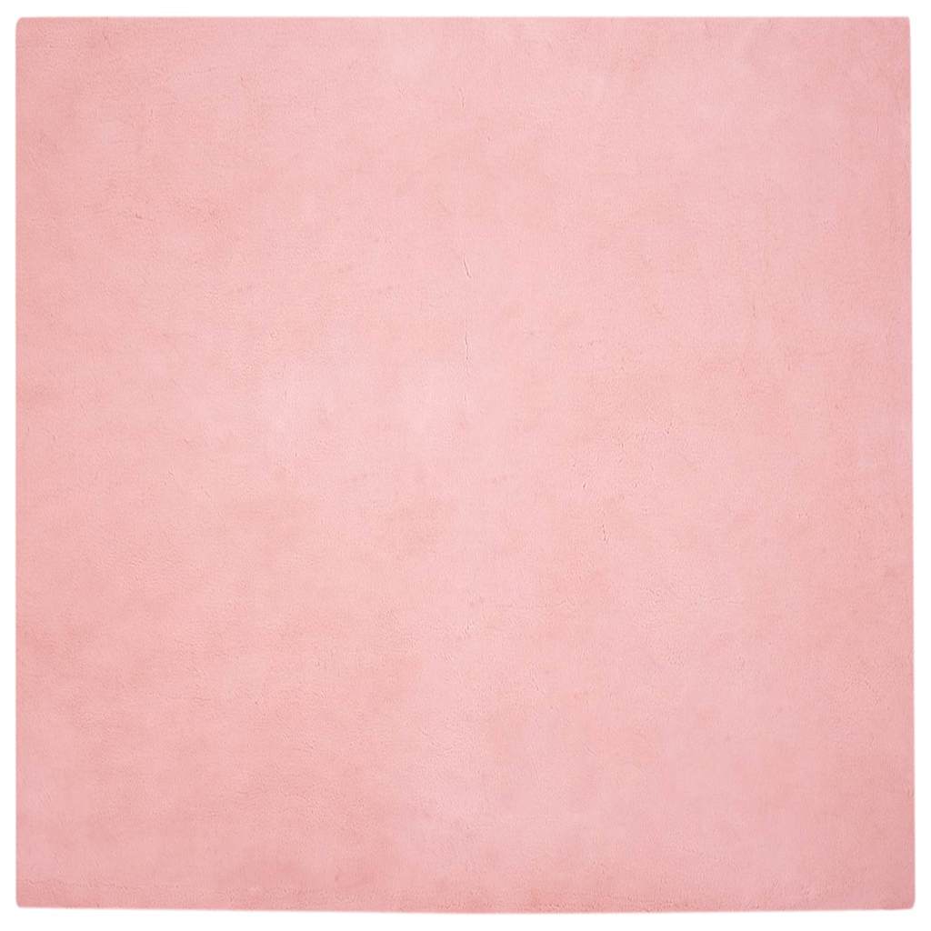 Nep Konijnenbont Tapijt Roze 160 x 160 cm Polyester