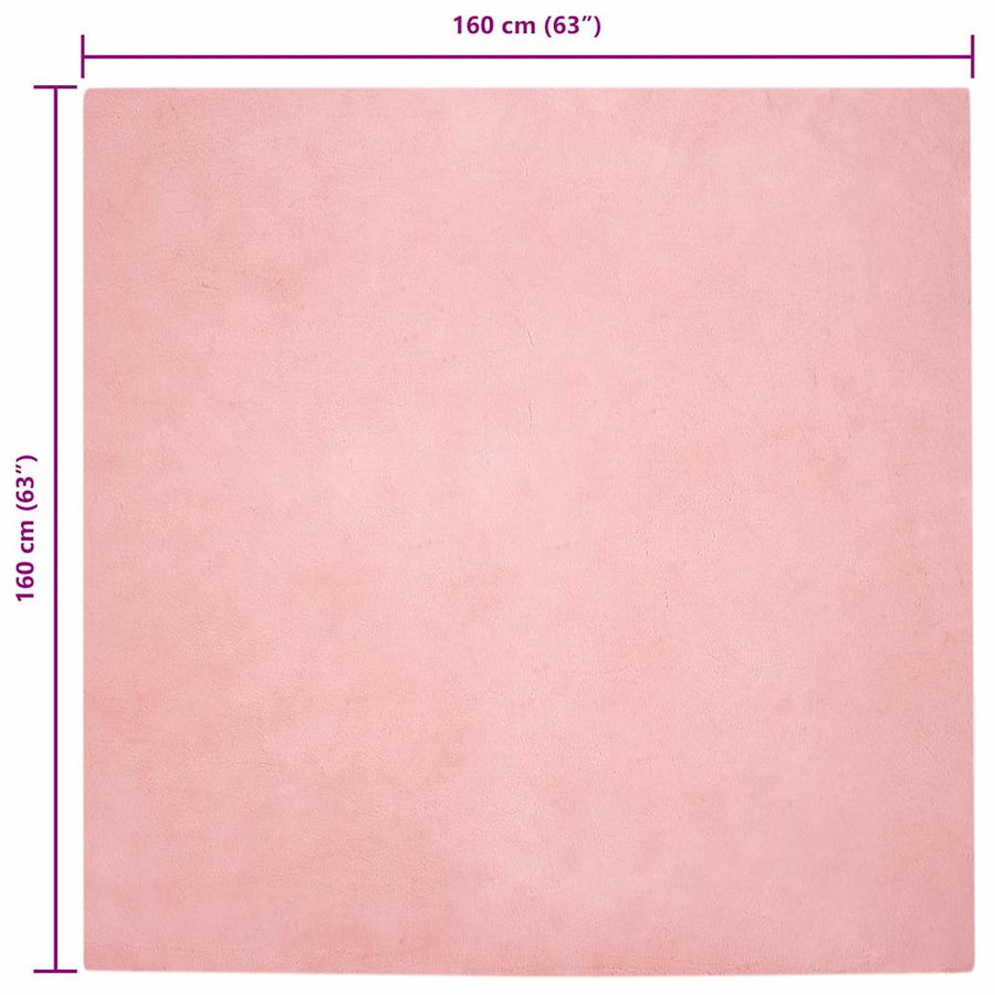 Nep Konijnenbont Tapijt Roze 160 x 160 cm Polyester