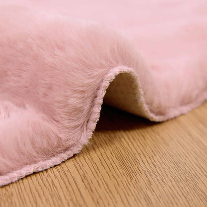 Nep Konijnenbont Tapijt Olite Roze Ø 80 cm Polyester