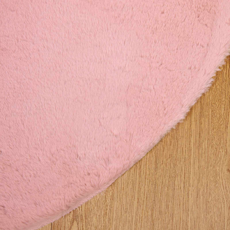 Nep Konijnenbont Tapijt Olite Roze Ø 80 cm Polyester