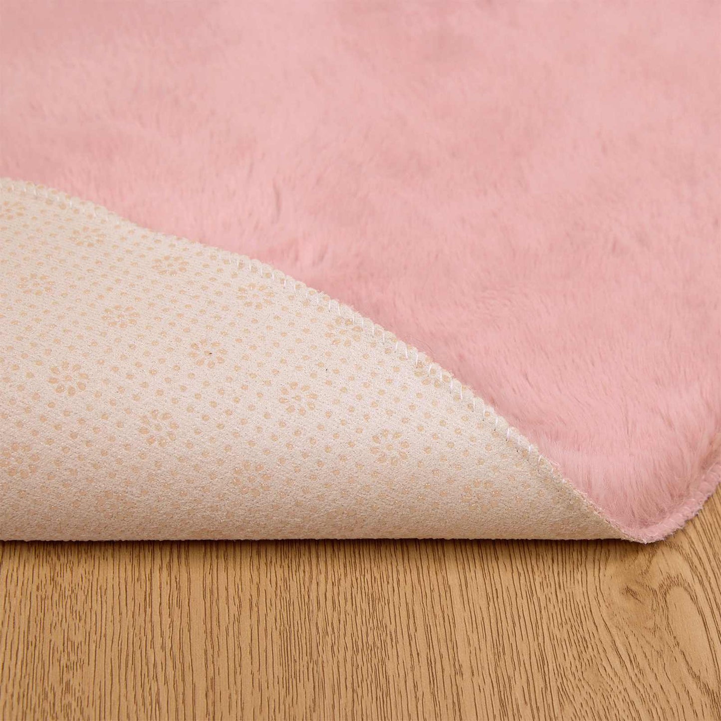 Nep Konijnenbont Tapijt Olite Roze Ø 80 cm Polyester