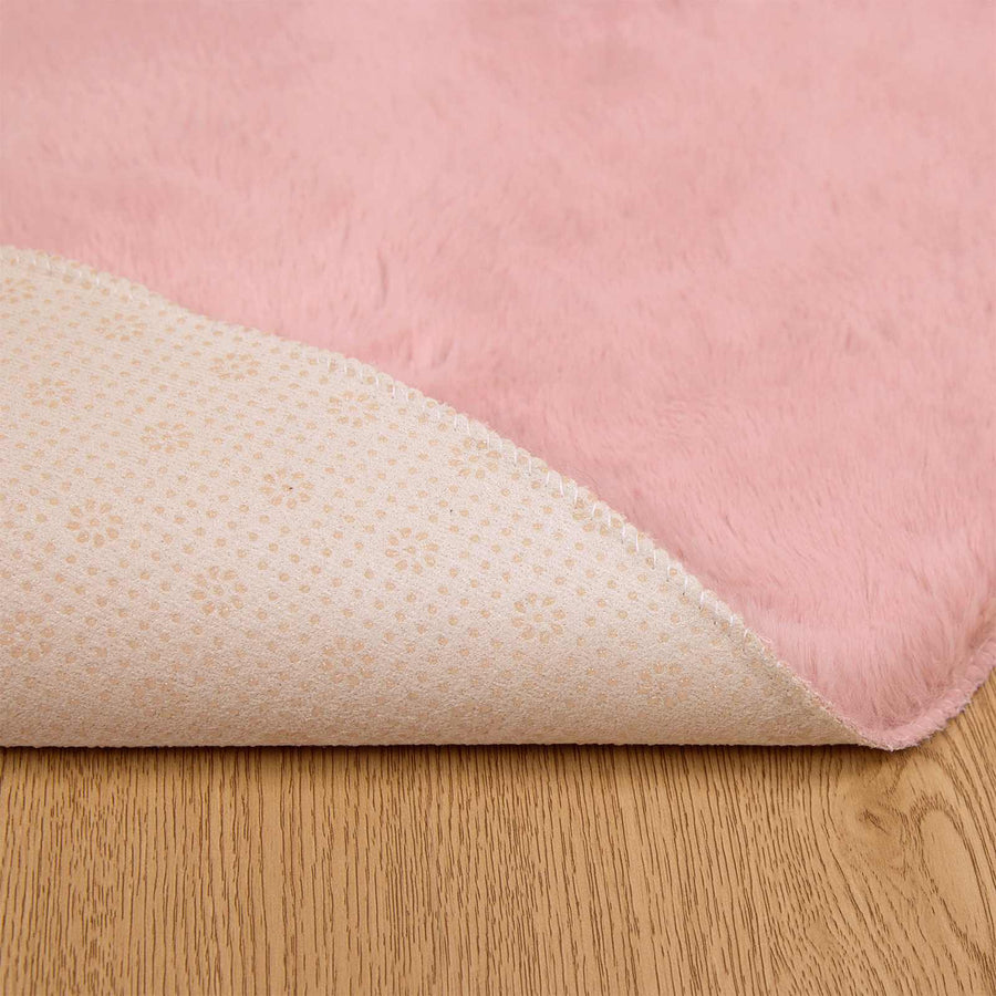 Nep Konijnenbont Tapijt Olite Roze Ø 80 cm Polyester