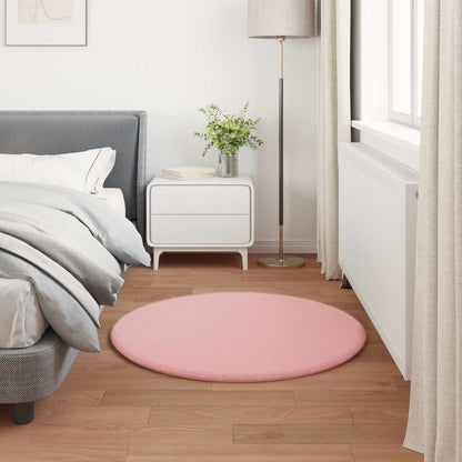 Nep Konijnenbont Tapijt Olite Roze Ø 80 cm Polyester