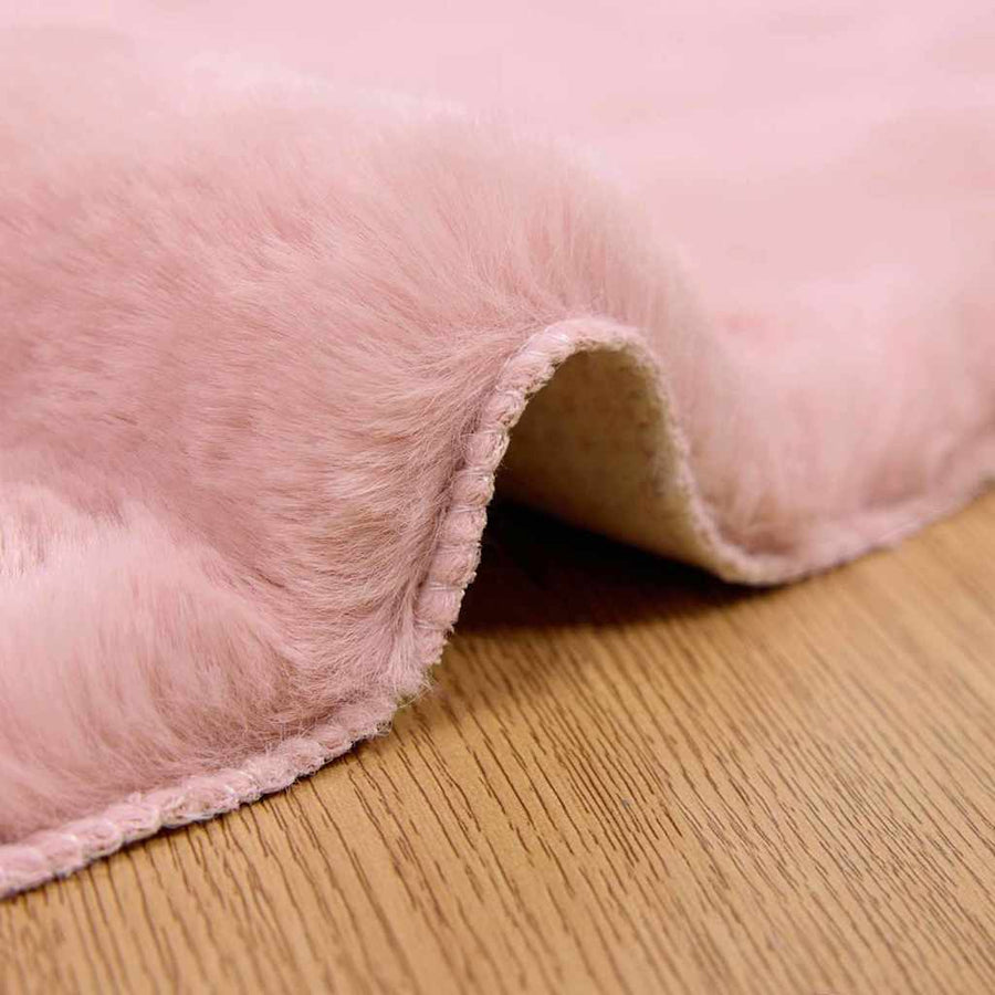 Nep Konijnenbont Tapijt Roze Ø 200 cm Polyester