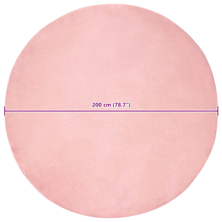 Nep Konijnenbont Tapijt Roze Ø 200 cm Polyester