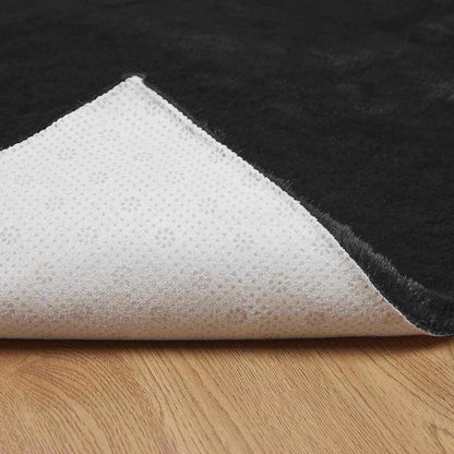 Nep Konijnenbont Tapijt Zwart 80 x 150 cm Polyester