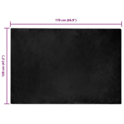 Nep Konijnenbont Tapijt Zwart 120 x 170 cm Polyester