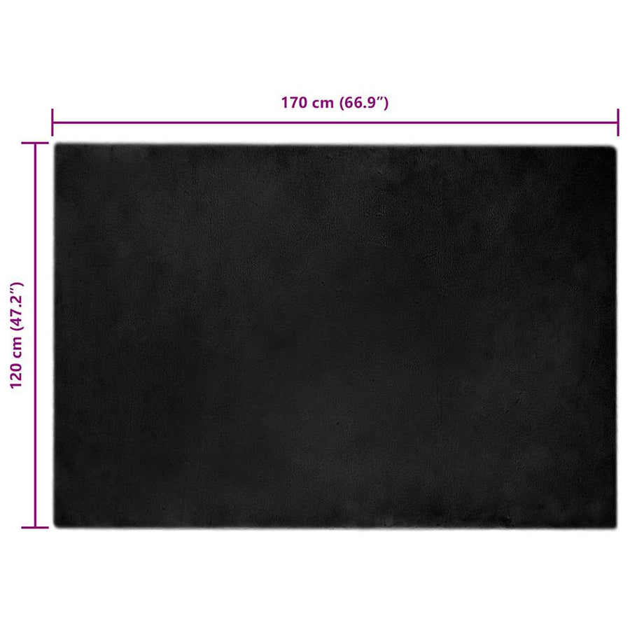 Nep Konijnenbont Tapijt Zwart 120 x 170 cm Polyester