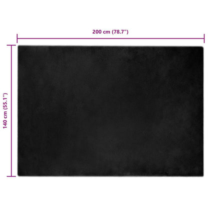 Nep Konijnenbont Tapijt Zwart 140 x 200 cm Polyester