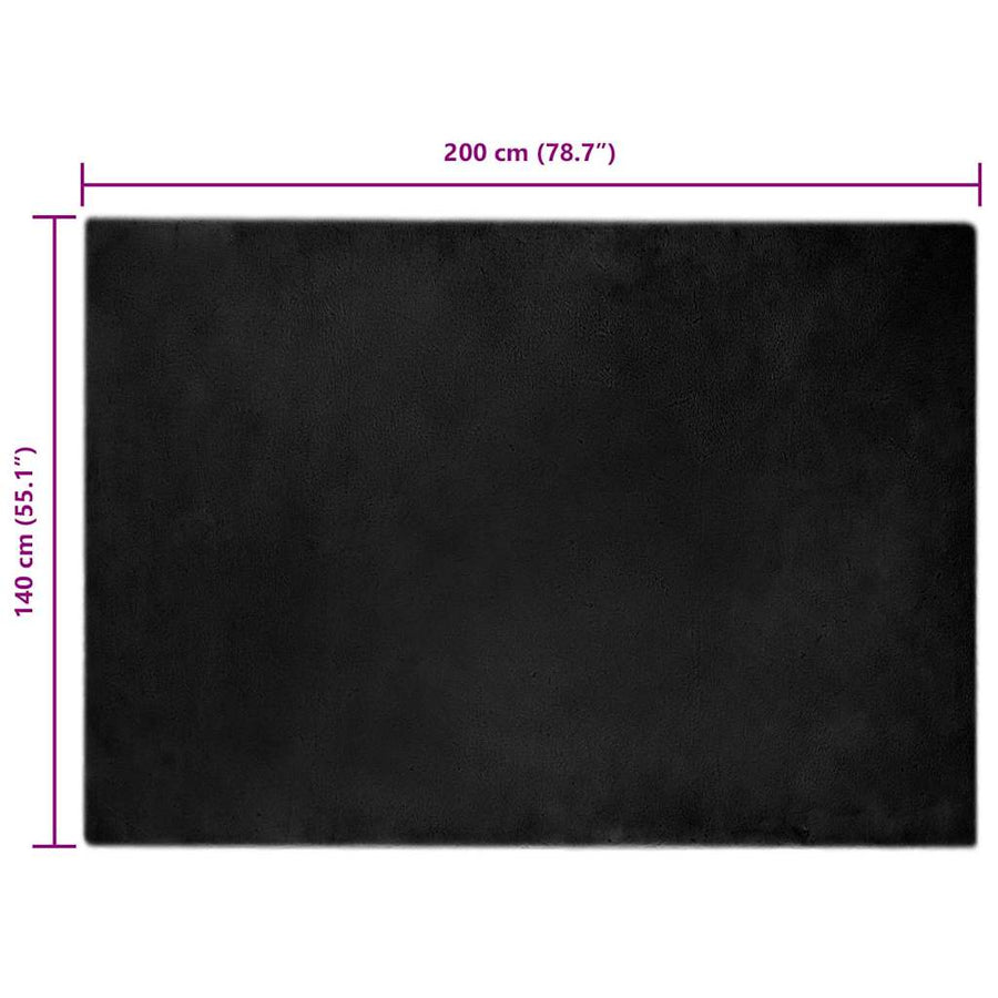 Nep Konijnenbont Tapijt Zwart 140 x 200 cm Polyester
