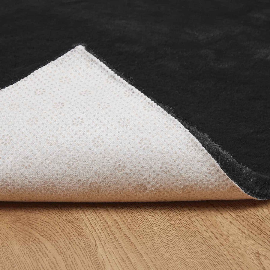 Nep Konijnenbont Tapijt Olite Zwart 160 x 230 cm Polyester