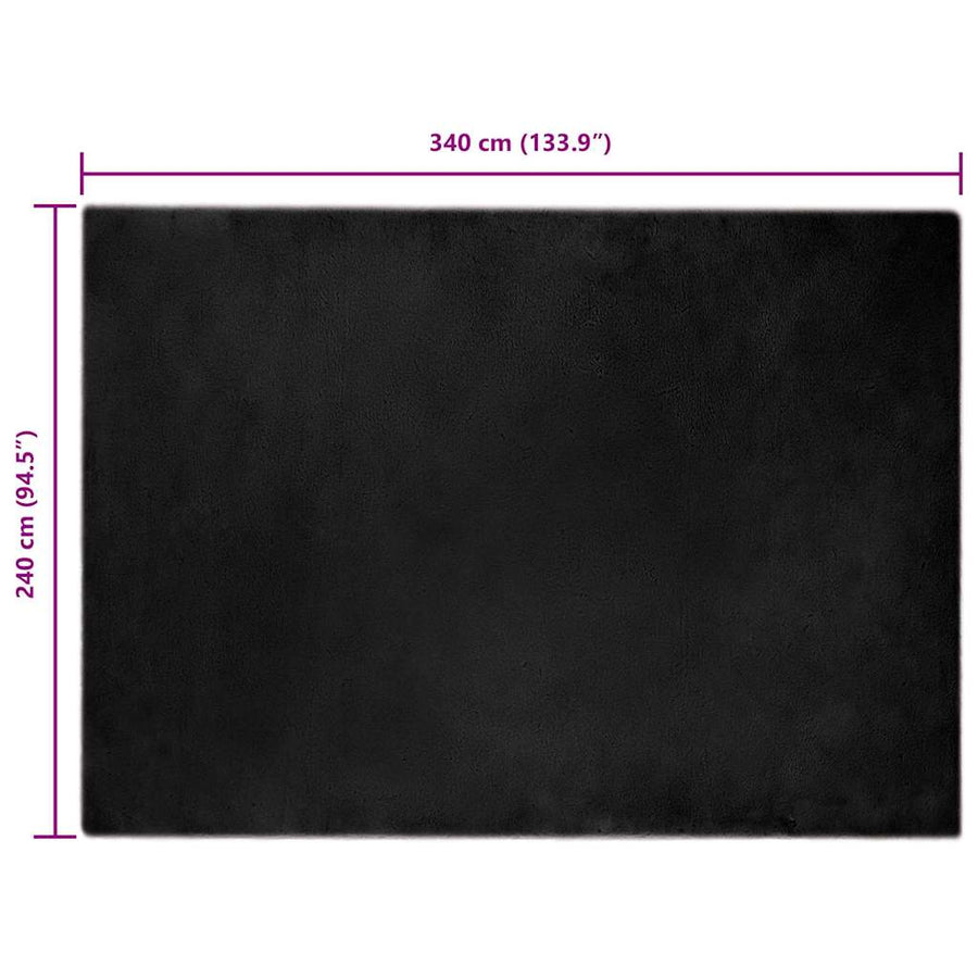 Nep Konijnenbont Tapijt Zwart 240 x 340 cm Polyester