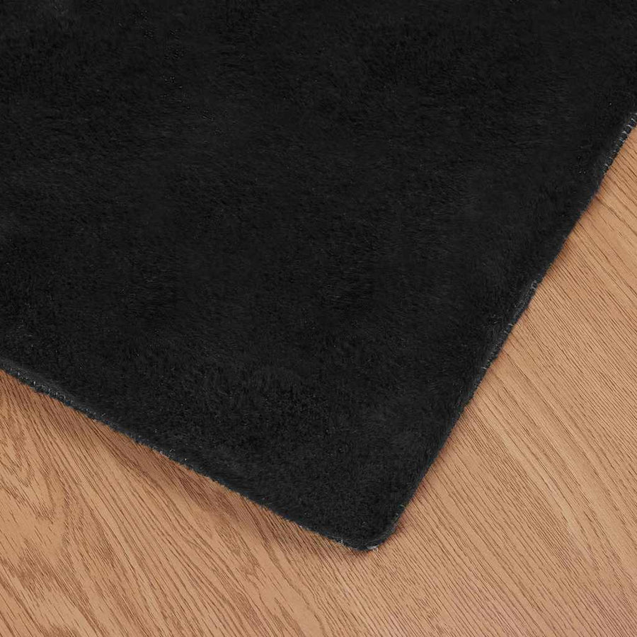 Nep Konijnenbont Tapijt Zwart 120 x 120 cm Polyester