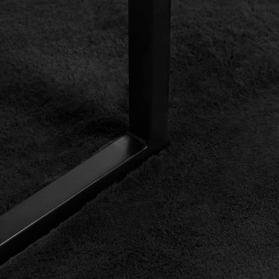 Nep Konijnenbont Tapijt Zwart 160 x 160 cm Polyester