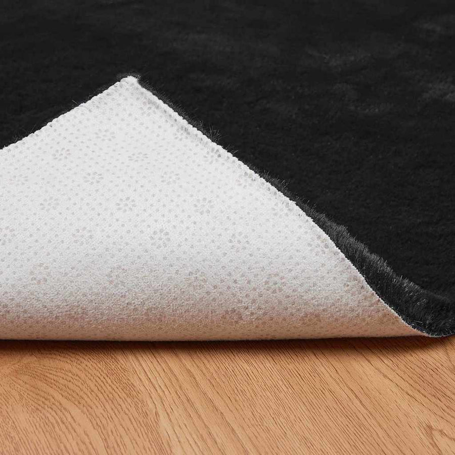 Nep Konijnenbont Tapijt Zwart 200 x 200 cm Polyester