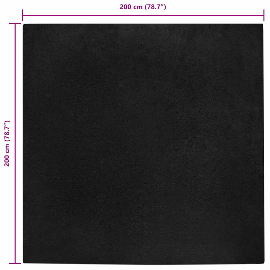 Nep Konijnenbont Tapijt Zwart 200 x 200 cm Polyester