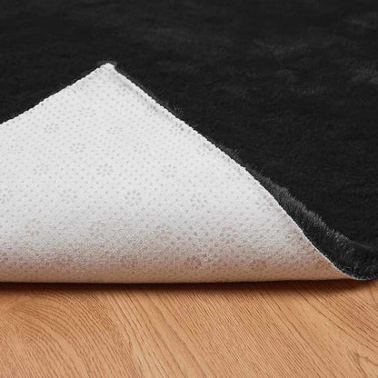 Nep Konijnenbont Tapijt Zwart 240 x 240 cm Polyester