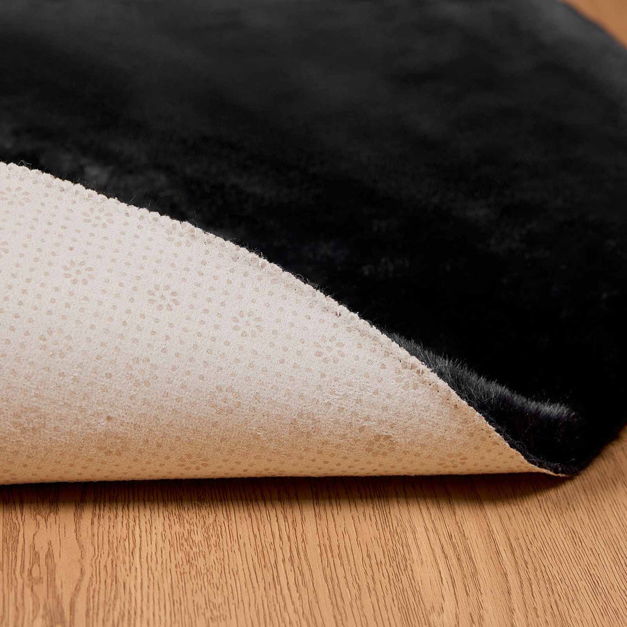 Nep Konijnenbont Tapijt Olite Zwart Ø 80 cm Polyester