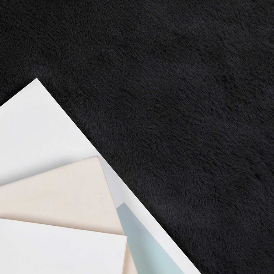 Nep Konijnenbont Tapijt Olite Zwart Ø 80 cm Polyester