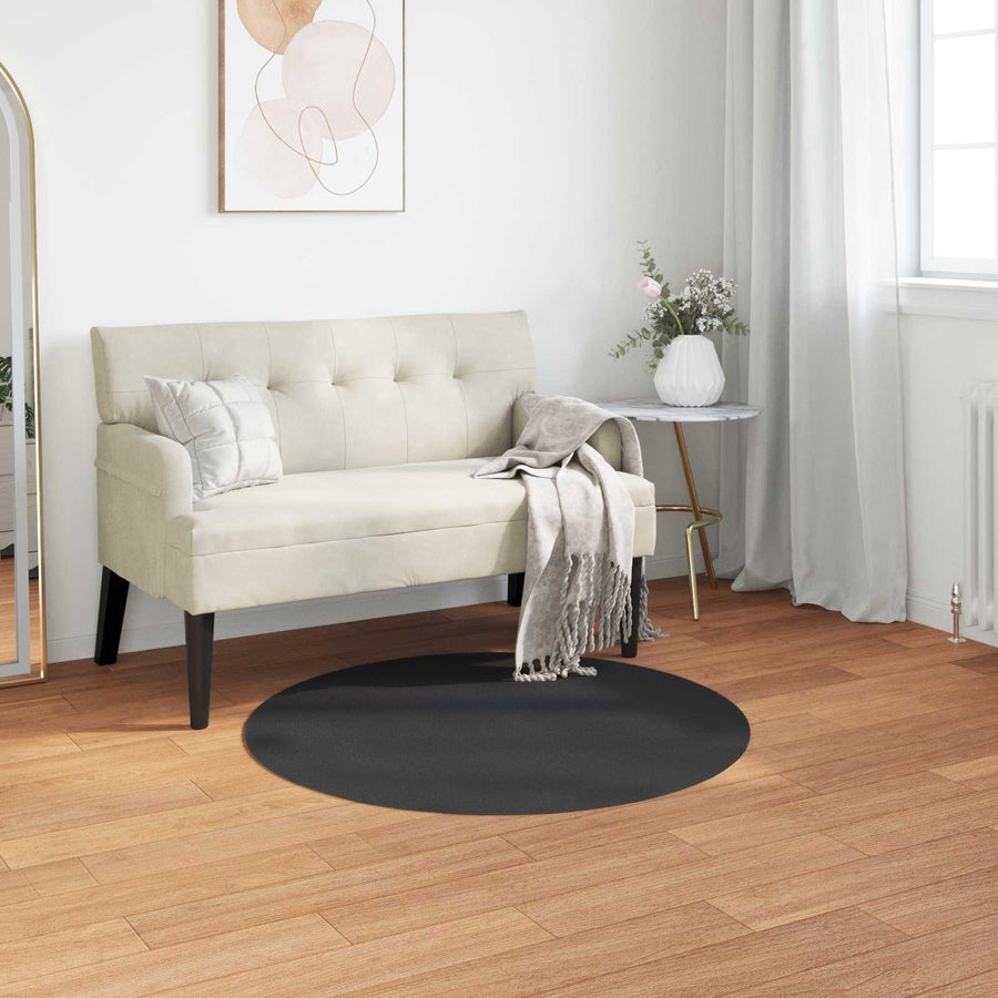 Nep Konijnenbont Tapijt Olite Zwart Ø 100 cm Polyester