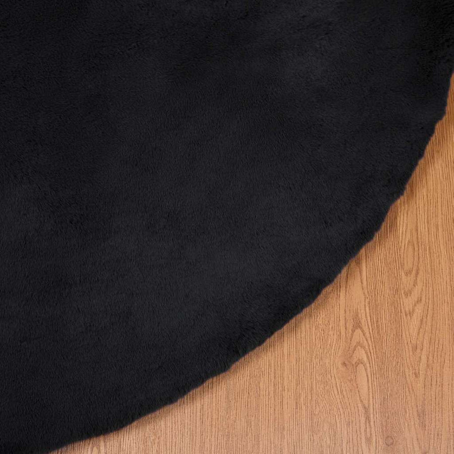 Nep Konijnenbont Tapijt Zwart Ø 120 cm Polyester