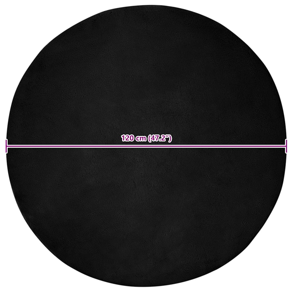 Nep Konijnenbont Tapijt Zwart Ø 120 cm Polyester