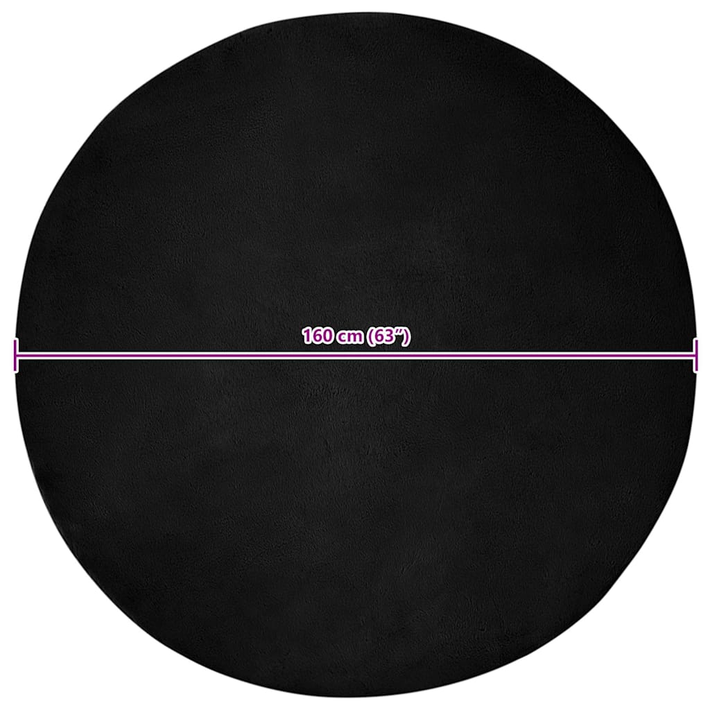 Nep Konijnenbont Tapijt Zwart Ø 160 cm Polyester