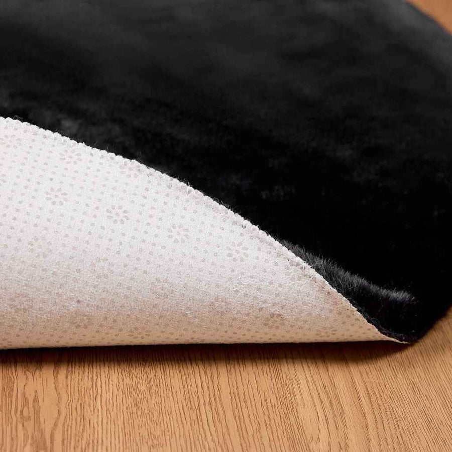 Nep Konijnenbont Tapijt Zwart Ø 200 cm Polyester