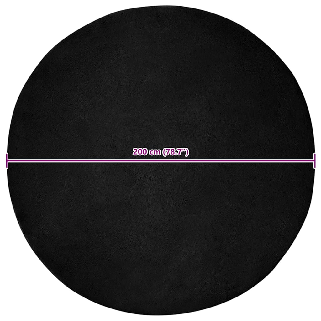 Nep Konijnenbont Tapijt Zwart Ø 200 cm Polyester