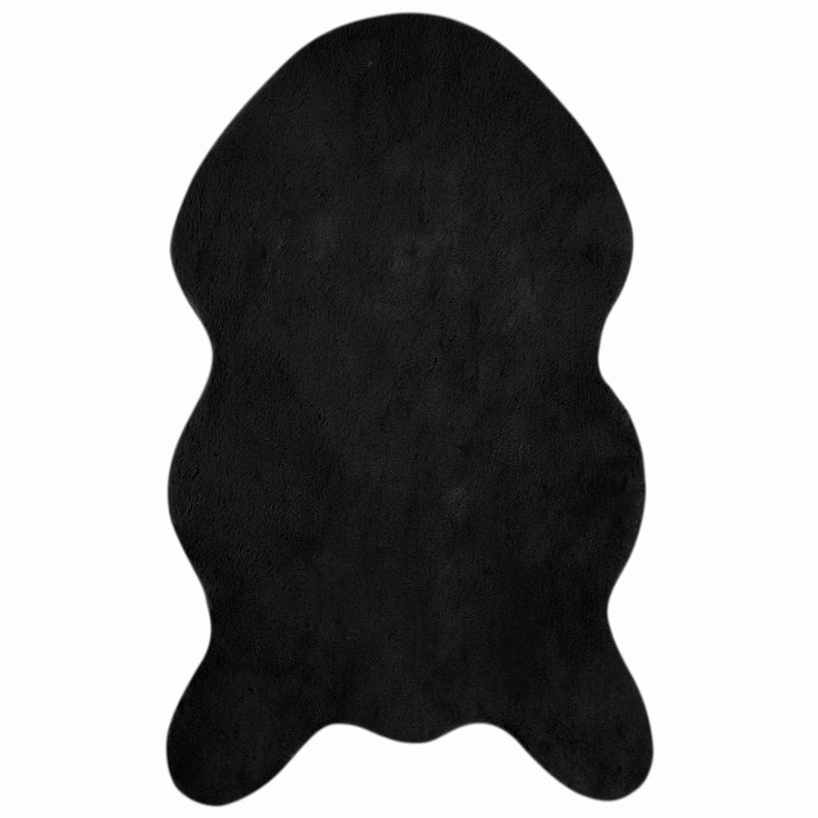 Nep Konijnenbont Tapijt Olite Zwart 50 x 80 cm Polyester